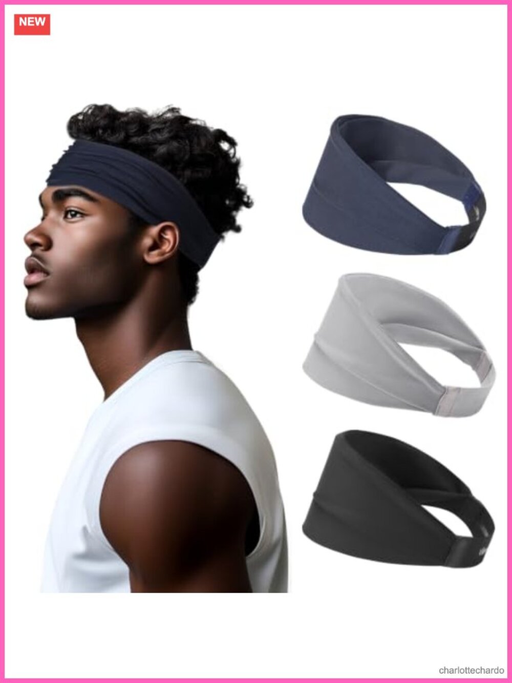 Sweat Absorbing Non Slip Wide Workout Headbands for Running Yoga